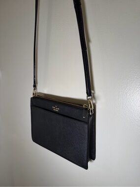 kate spade Black Leather Crossbody with Gold Hardware